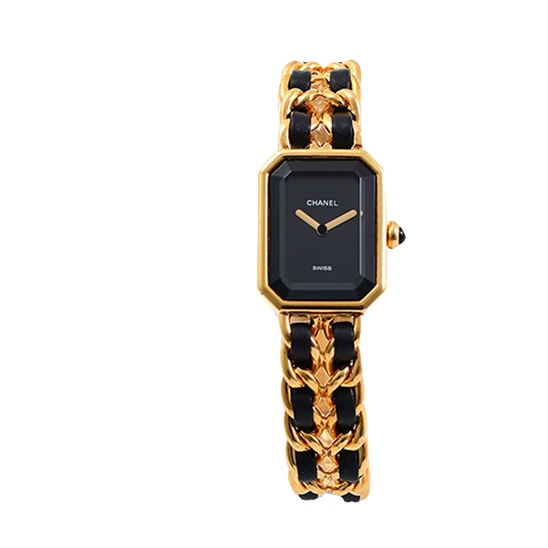 95新 Chanel/香奈儿 方糖系列 黑金L码 石英机芯表