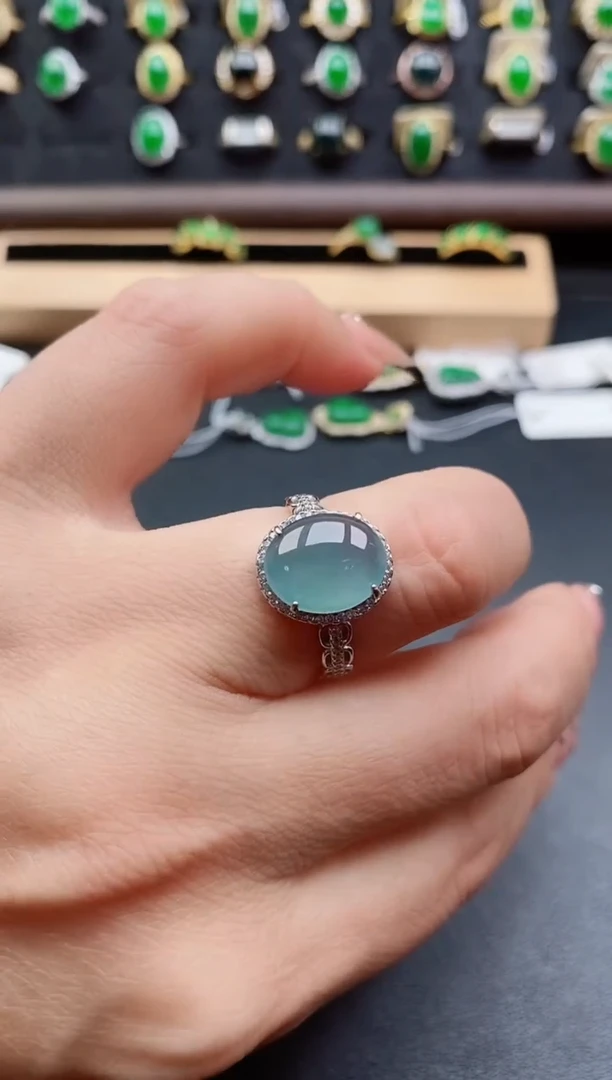 银S925镶嵌戒指翡翠1