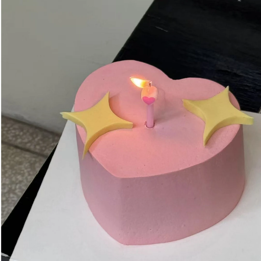 韩系ins卡通心型爱心生日蜡烛装饰爱心派对表白生日蛋糕烘焙插件