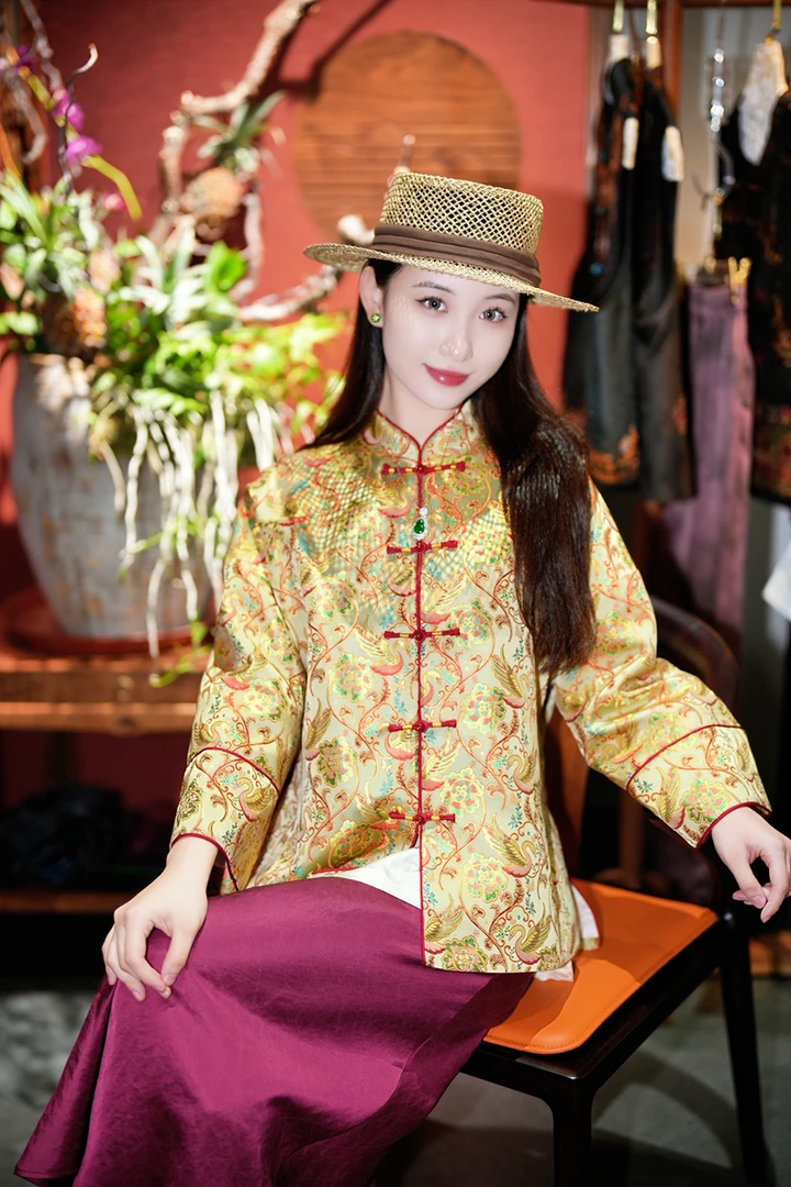 蓝大【煜彤】新中式国风桑蚕丝外套5232