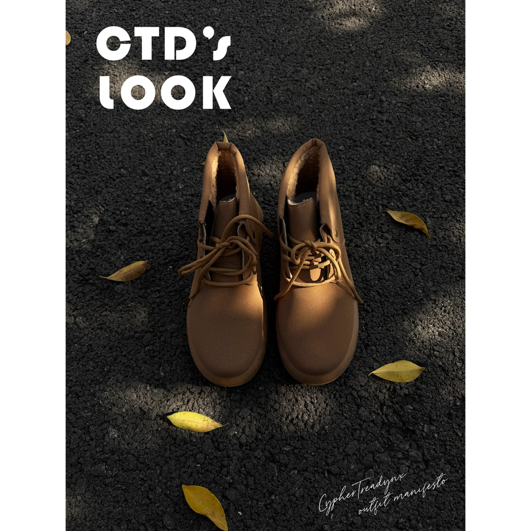 CTD冬季美式复古休闲高帮马丁靴加绒厚底增高棉鞋男鞋户外系带男