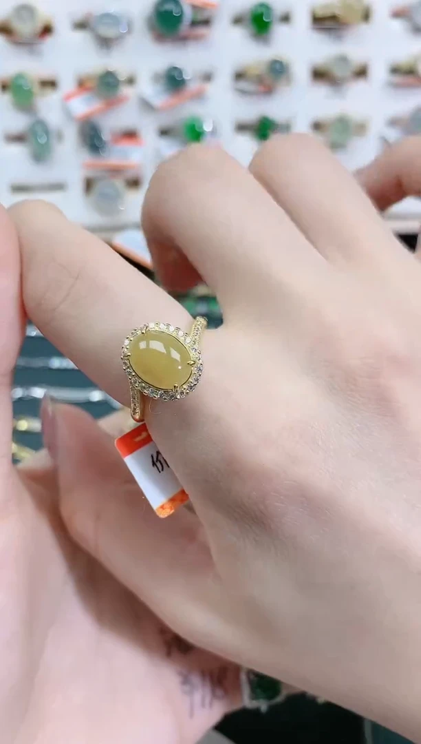 翡翠戒指银S925镶嵌天然翡翠