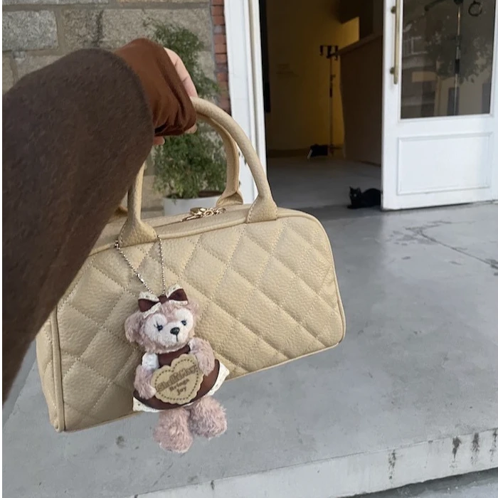 2025新款美拉德jennie中古小香菱格枕头波士顿保龄球包包