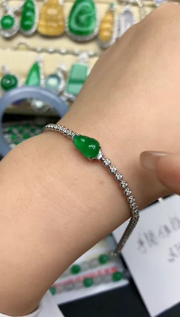 18K金镶嵌手链翡翠393-中国好珍宝