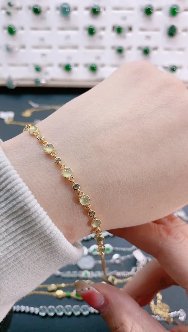 【闪购商品】翡翠手链银S925镶嵌天然翡翠