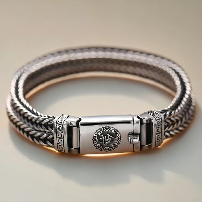 铜合金亚克力手链 男士手工编织复古镀银手链欧美栩男士个性手链