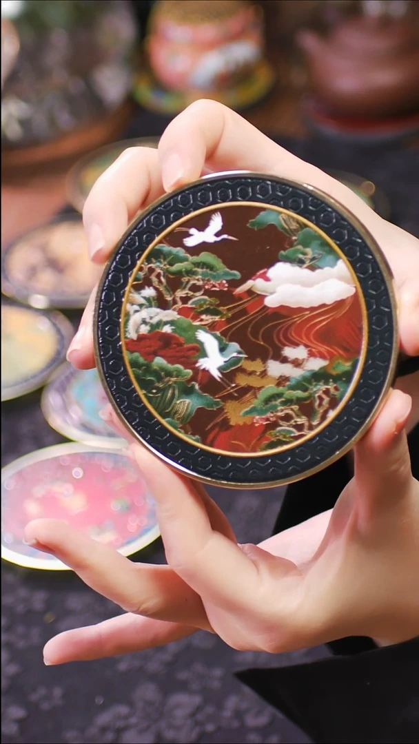 壹藏贰宝闲云野鹤图案铜圈杯垫一片