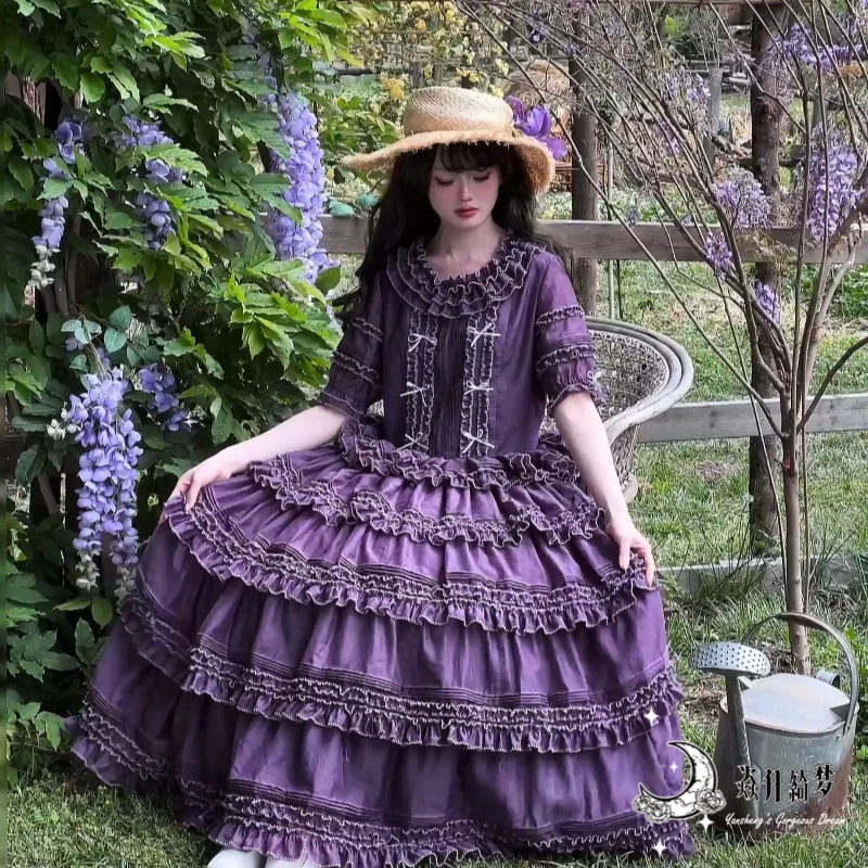 【预售】焱升绮梦Lolita定制-混纺版雾纱颂OP狗牙重工春夏季单款