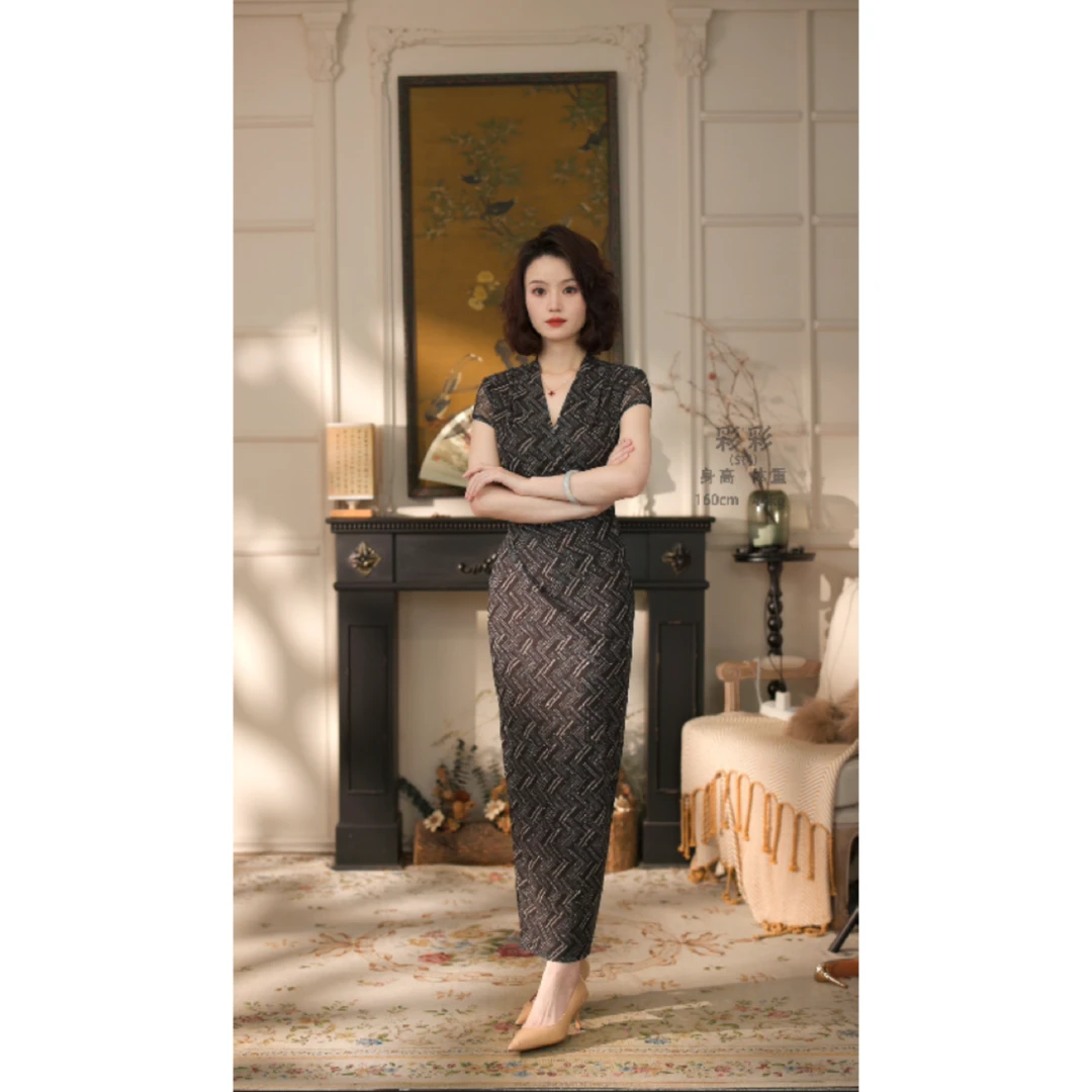 彩彩家【夏日丹麦】夏季原创气质显瘦收腰修身日常复古优雅款连衣裙