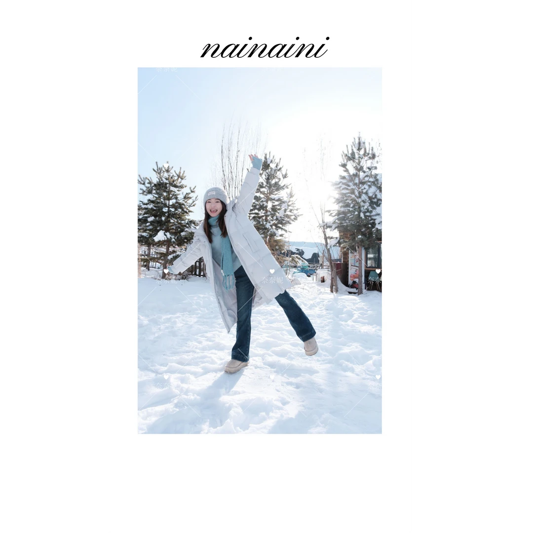奈奈妮【暖冬糖霜 】鹅绒服女2025小个子长款保暖时尚百搭穿搭2509