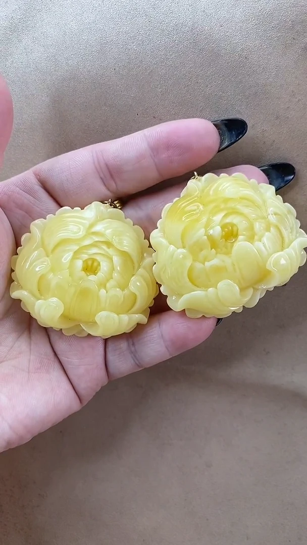 琥珀颈饰未镶嵌耳环