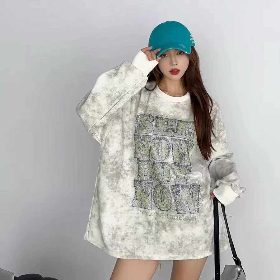 欧货棉卫衣百搭重工烫钻时尚女装  kz