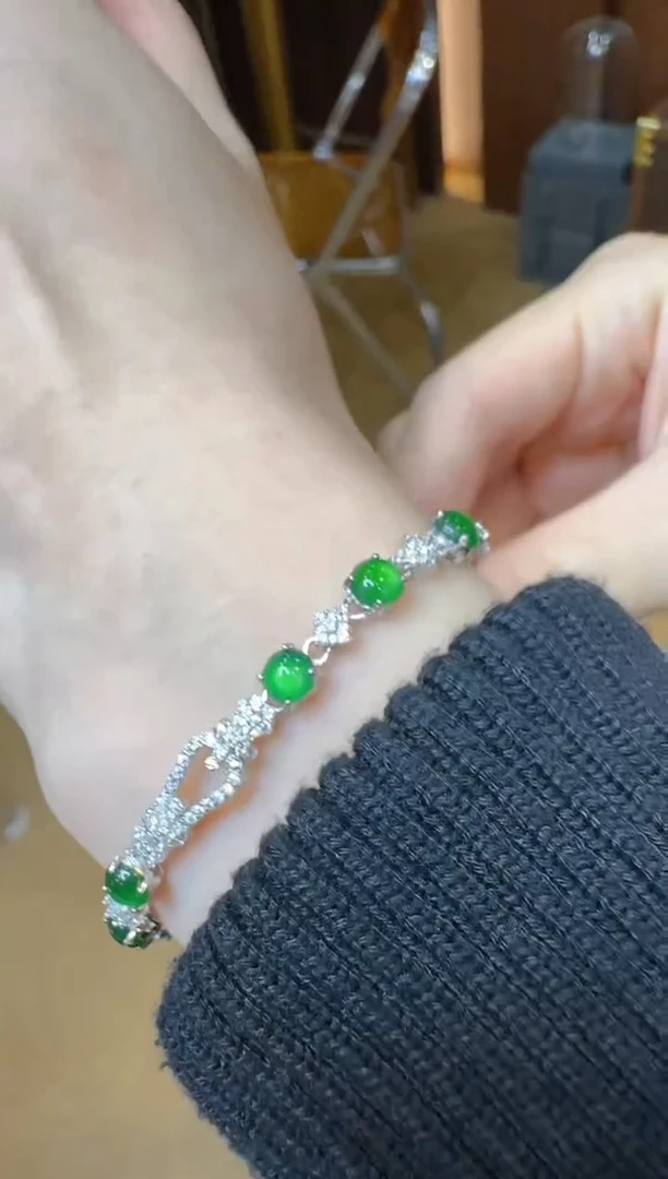 银S925镶嵌手链翡翠多样性团购发一件