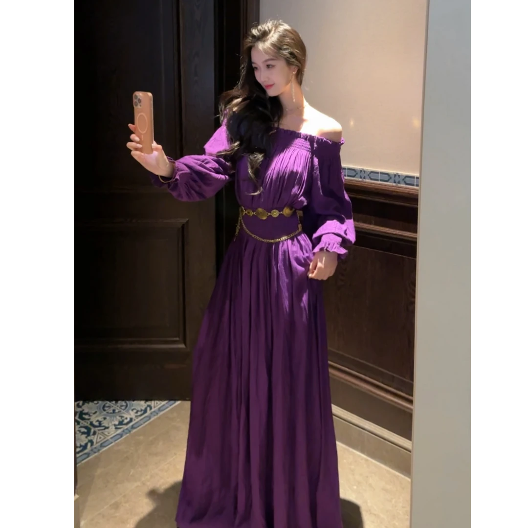 百亿【离火紫】时尚气质优雅高级感迷人绝美连衣裙