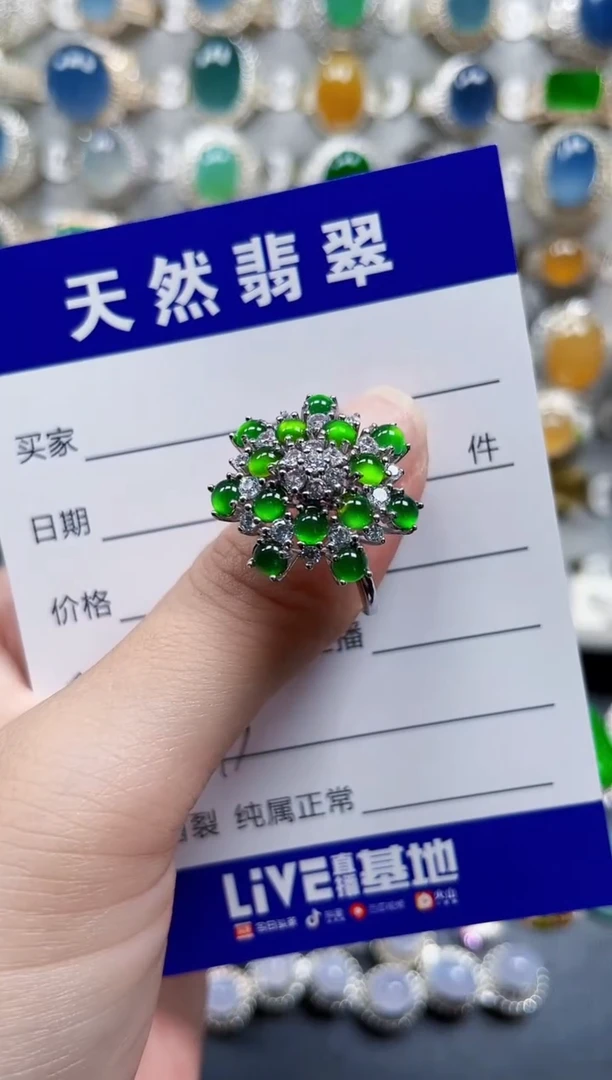 银S925镶嵌戒指翡翠173
