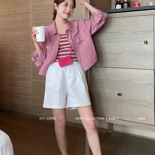 353粉色牛仔外套韩版慵懒女装气质轻熟连衣裙名媛小香风8829
