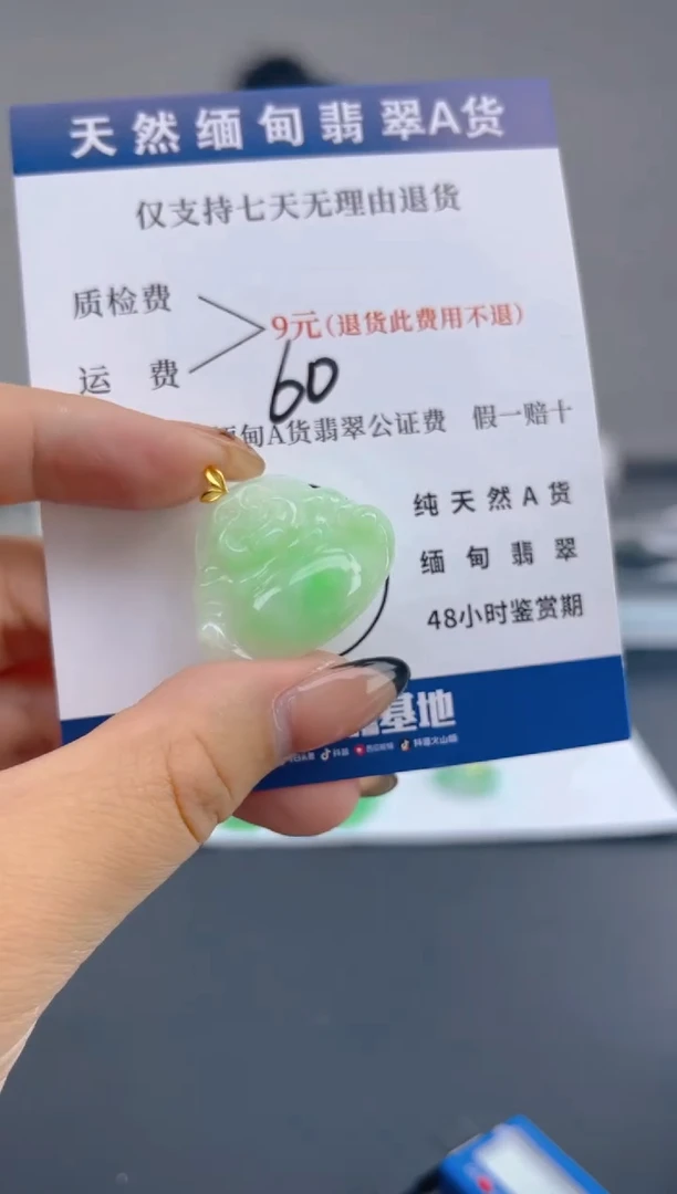 颈饰18K金镶嵌翡翠纯天然缅甸翡翠A货