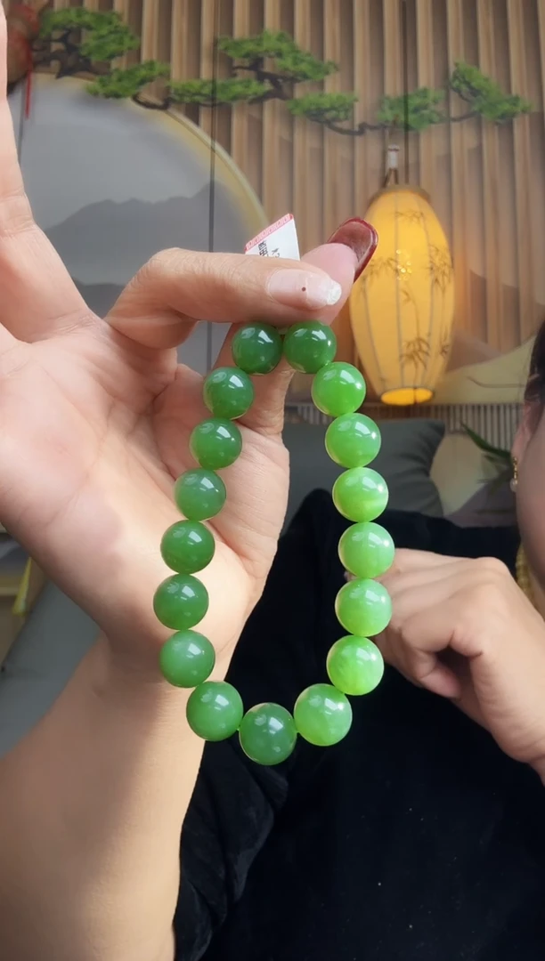 未镶嵌手链和田玉碧玉圆珠手串