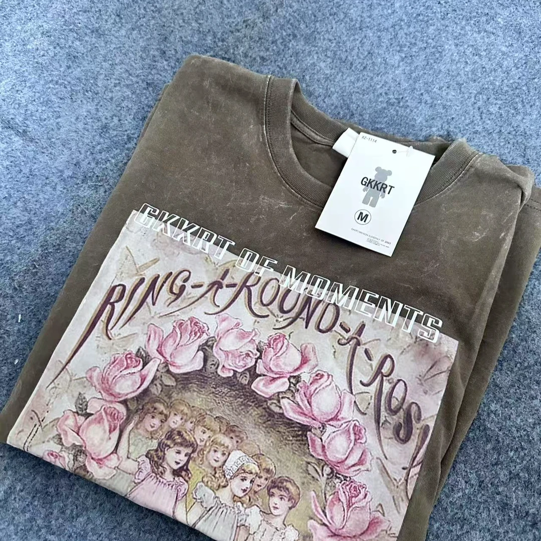 250g高克重磅短袖男oversize美式复古水洗做旧T恤欧美潮牌潮流夏