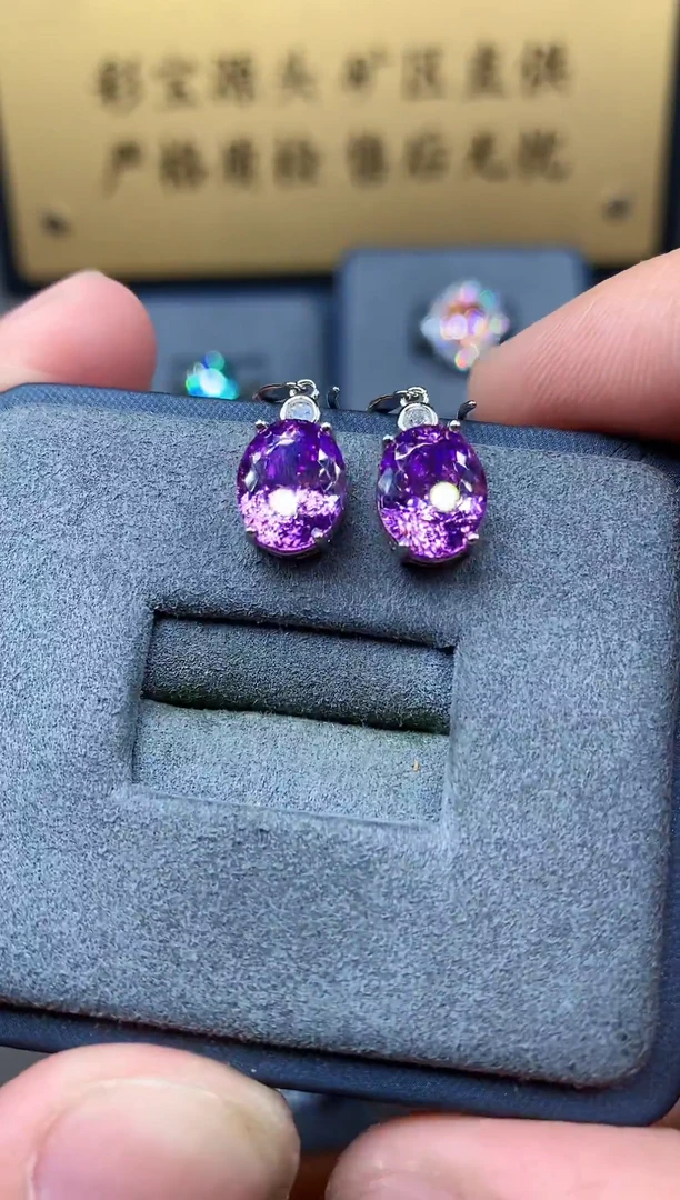 银S925镶嵌耳饰碧玺22222