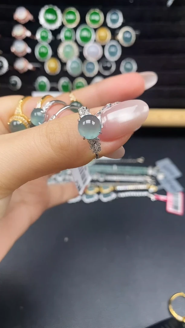 银S925镶嵌戒指翡翠32655