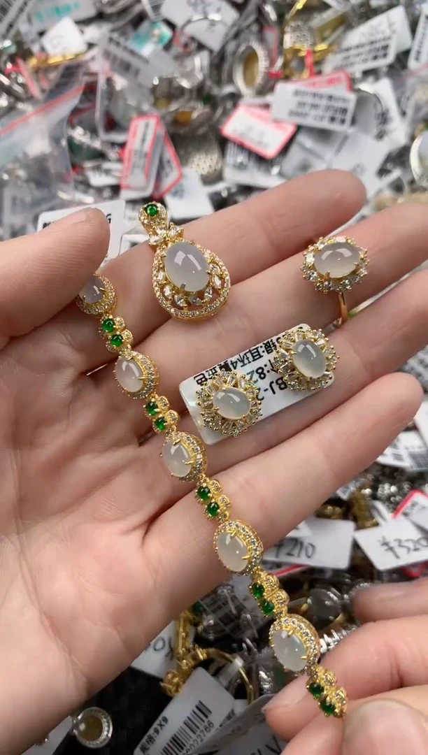 银S925镶嵌戒指翡翠444----1