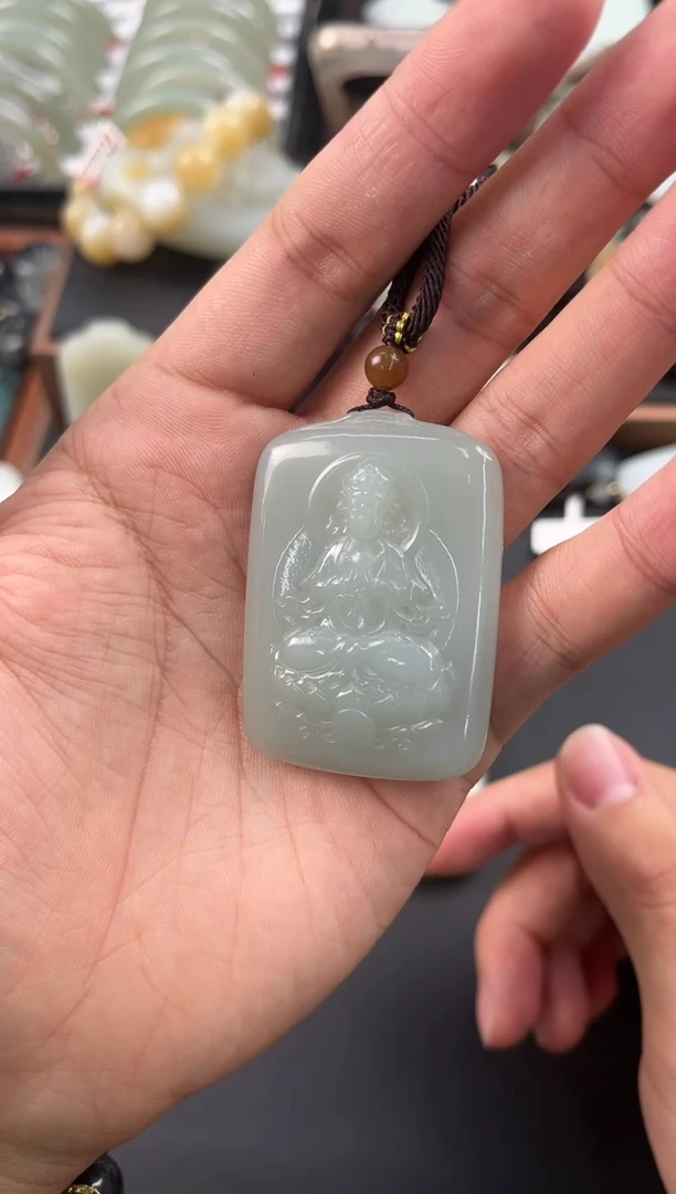 未镶嵌手串和田玉且末高青白观音微色差