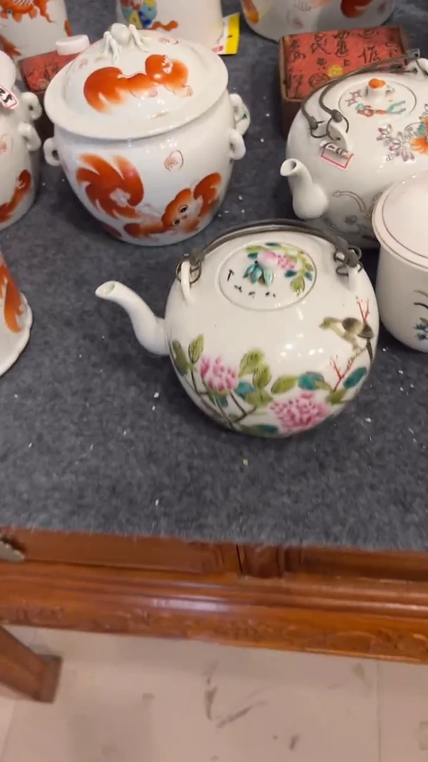 摆件瓷摆件瓷摆件花鸟提梁壶