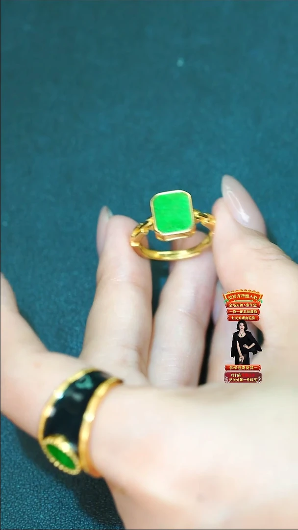 翡翠戒指银S925镶嵌天然缅甸A货翡翠