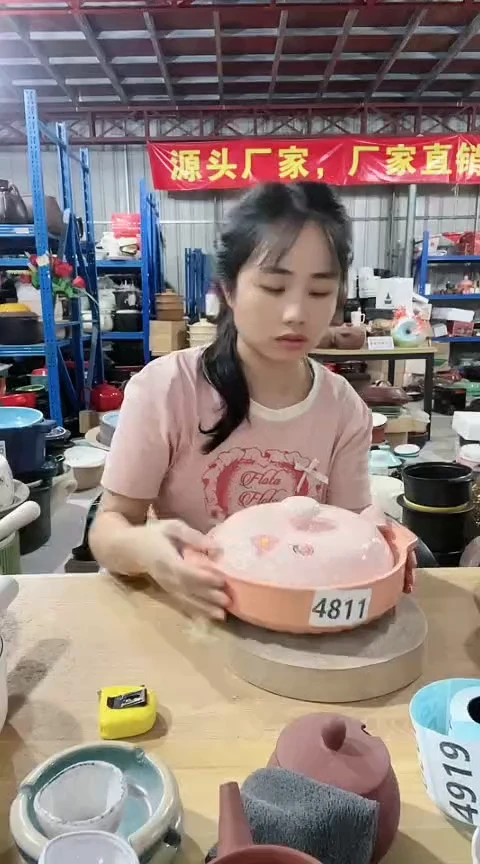 4811瑕疵粉色锅带盖
