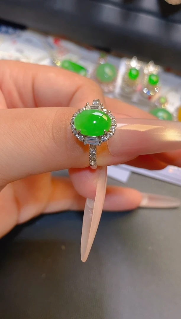 翡翠银S925镶嵌耳饰天然