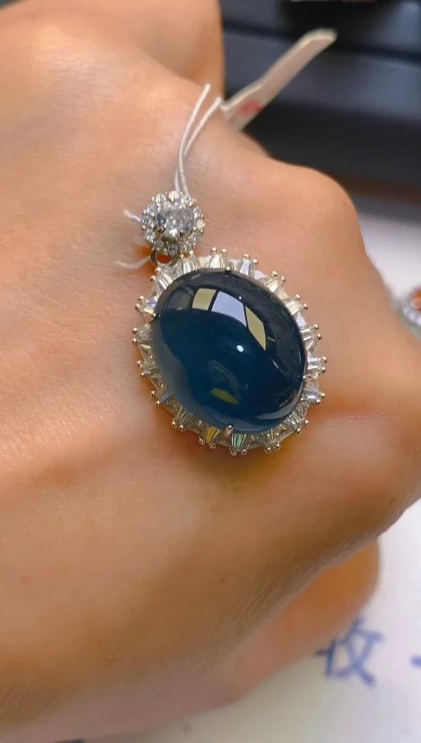 【闪购商品】翡翠耳饰银S925镶嵌天然A货翡翠1