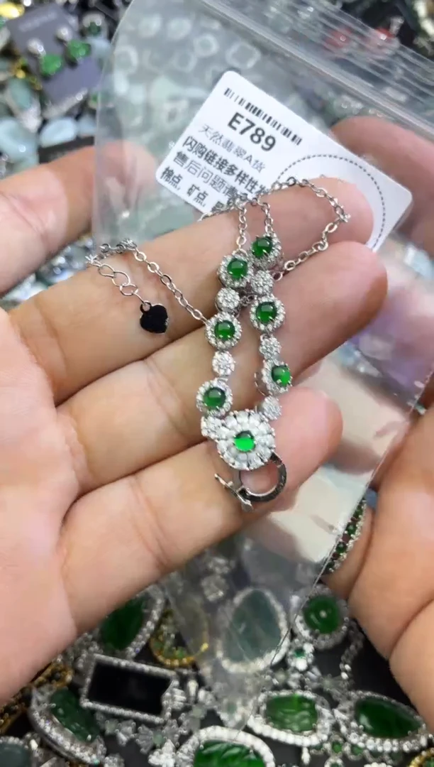 翡翠未镶嵌颈饰E789项链