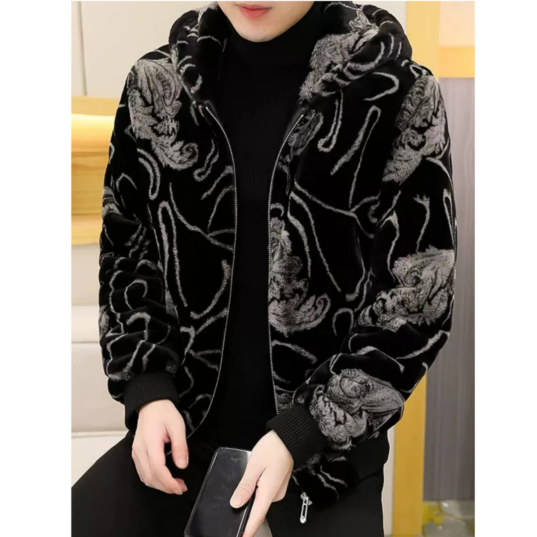 曼库帕娅外套男秋冬新款潮流休闲韩版男士潮牌加厚连帽毛呢