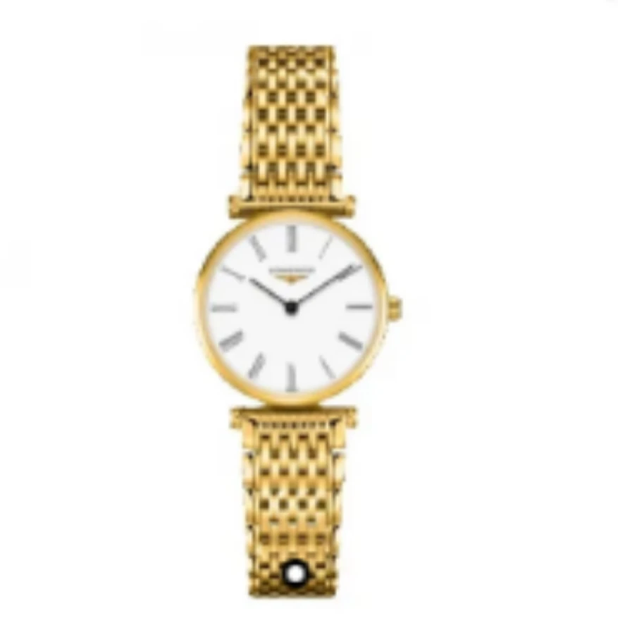 99新 Longines/浪琴 L4.209.2.11.8/嘉岚白盘间金罗马数字/表径24