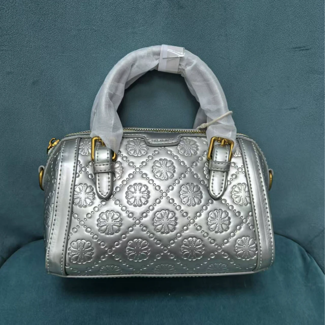 时尚百搭银灰色波士顿灰色枕头包单肩斜挎包 090