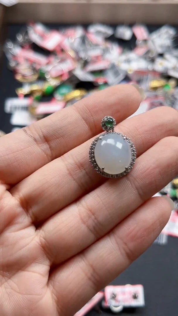 银S925镶嵌戒指翡翠天然A货缅甸翡翠