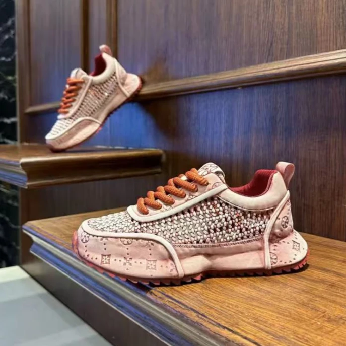 夏季新款轻奢镂空透气休闲鞋男小白鞋百搭厚底增高潮流网面鞋子男