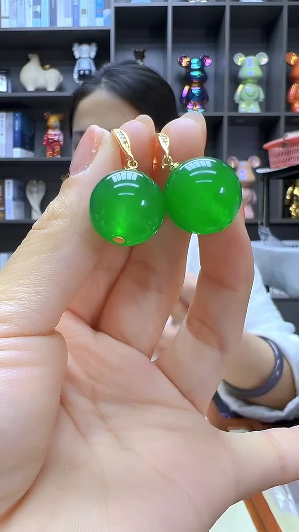 翡翠14K金镶嵌颈饰沉白diy劲饰