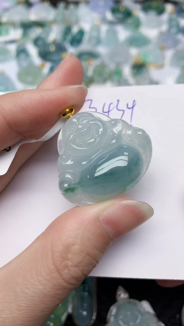 颈饰18K金镶嵌翡翠天然缅甸A货翡翠百元以上9元证书费自理1