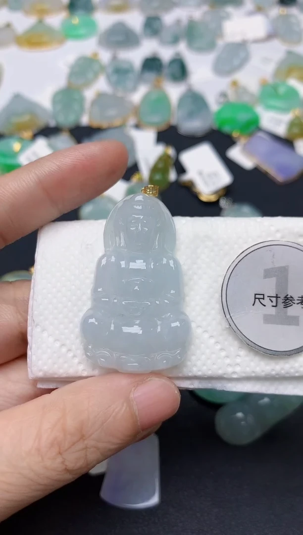 翡翠18K金镶嵌颈饰天然缅甸A货翡翠