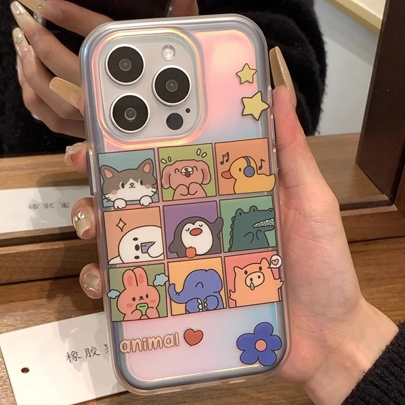 橡胶果子创意可爱少女镭射二合一适用苹果16promax手机壳15proma