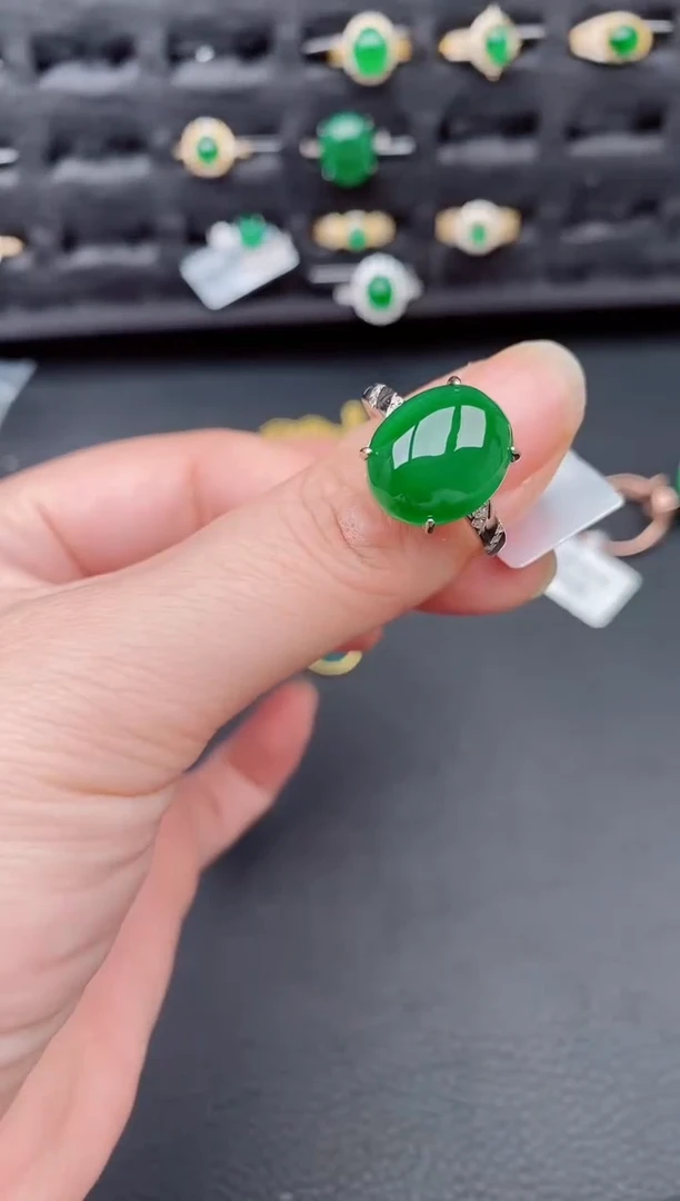 银S925镶嵌戒指翡翠天然a货翡翠182