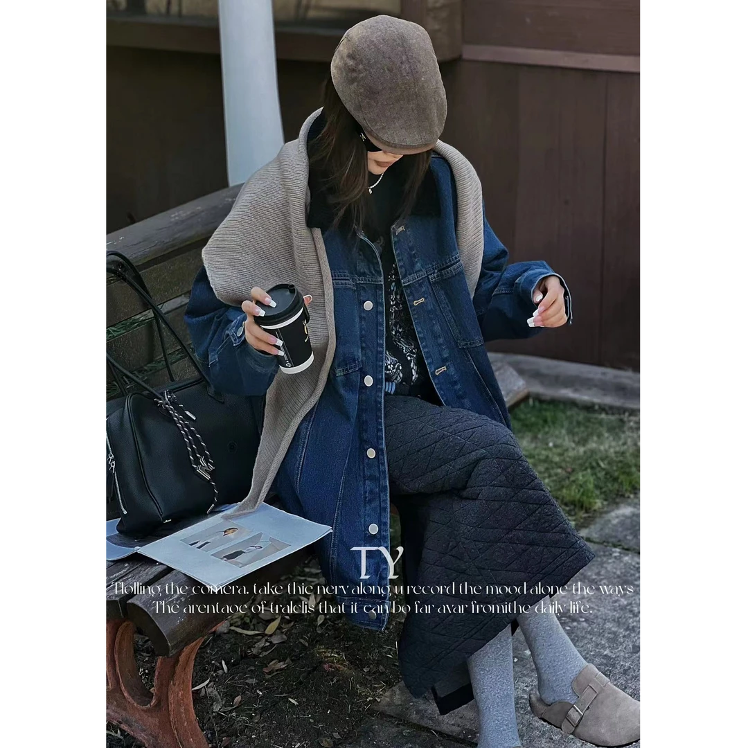 【no退no换 谨慎下单】拼接灯芯绒翻领宽松休闲牛仔外套 1390