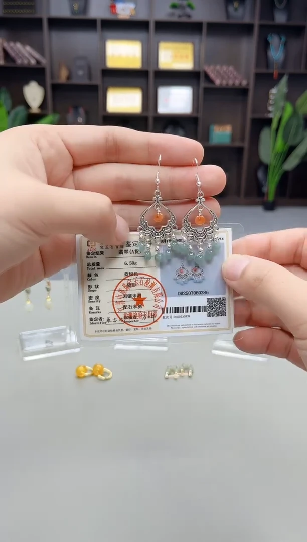 银S925镶嵌翡翠耳饰432000