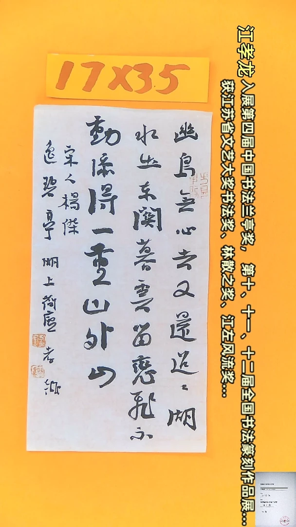 【闪购商品】书法江孝龙书法作品遥碧亭17*35