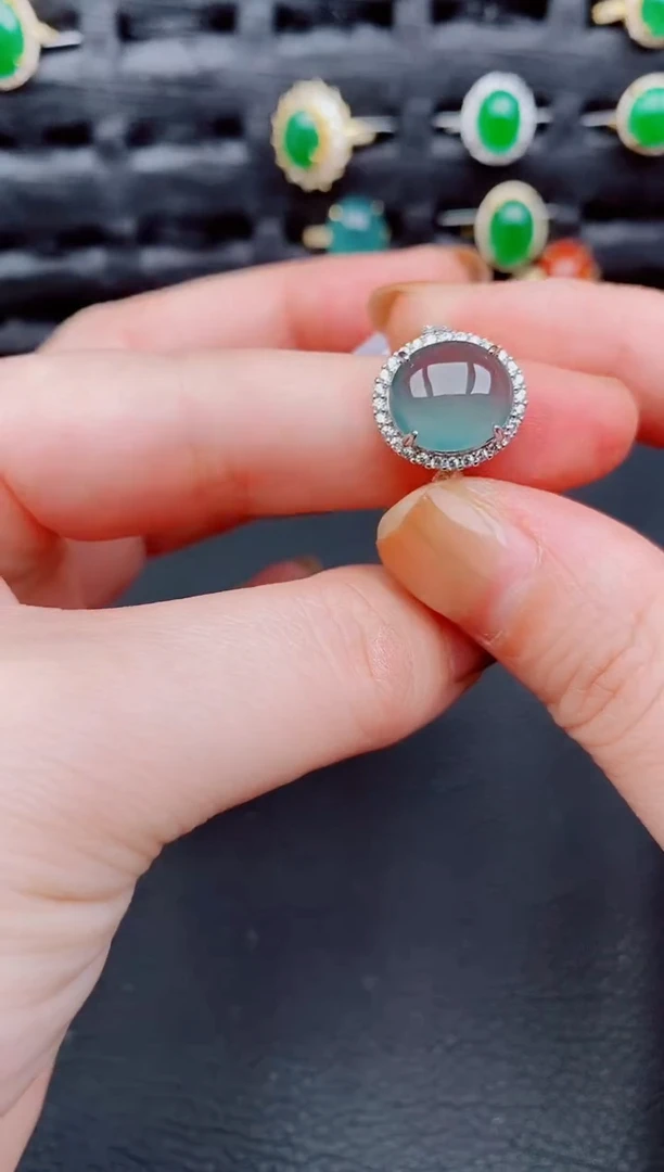 【闪购商品】翡翠戒指银S925镶嵌天然a货翡翠325