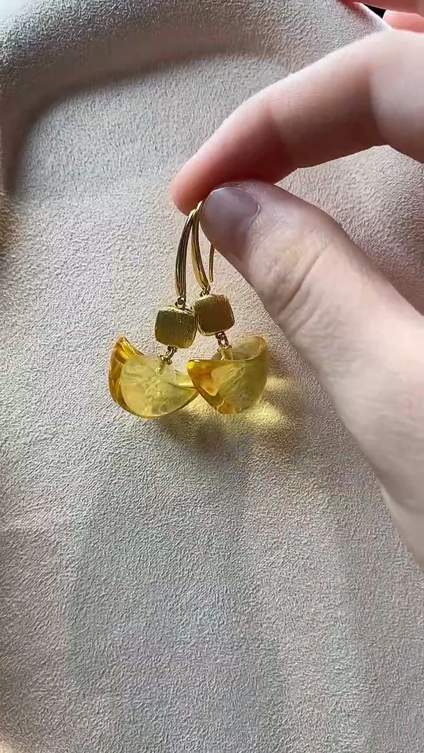 琥珀银S925镶嵌耳饰耳环