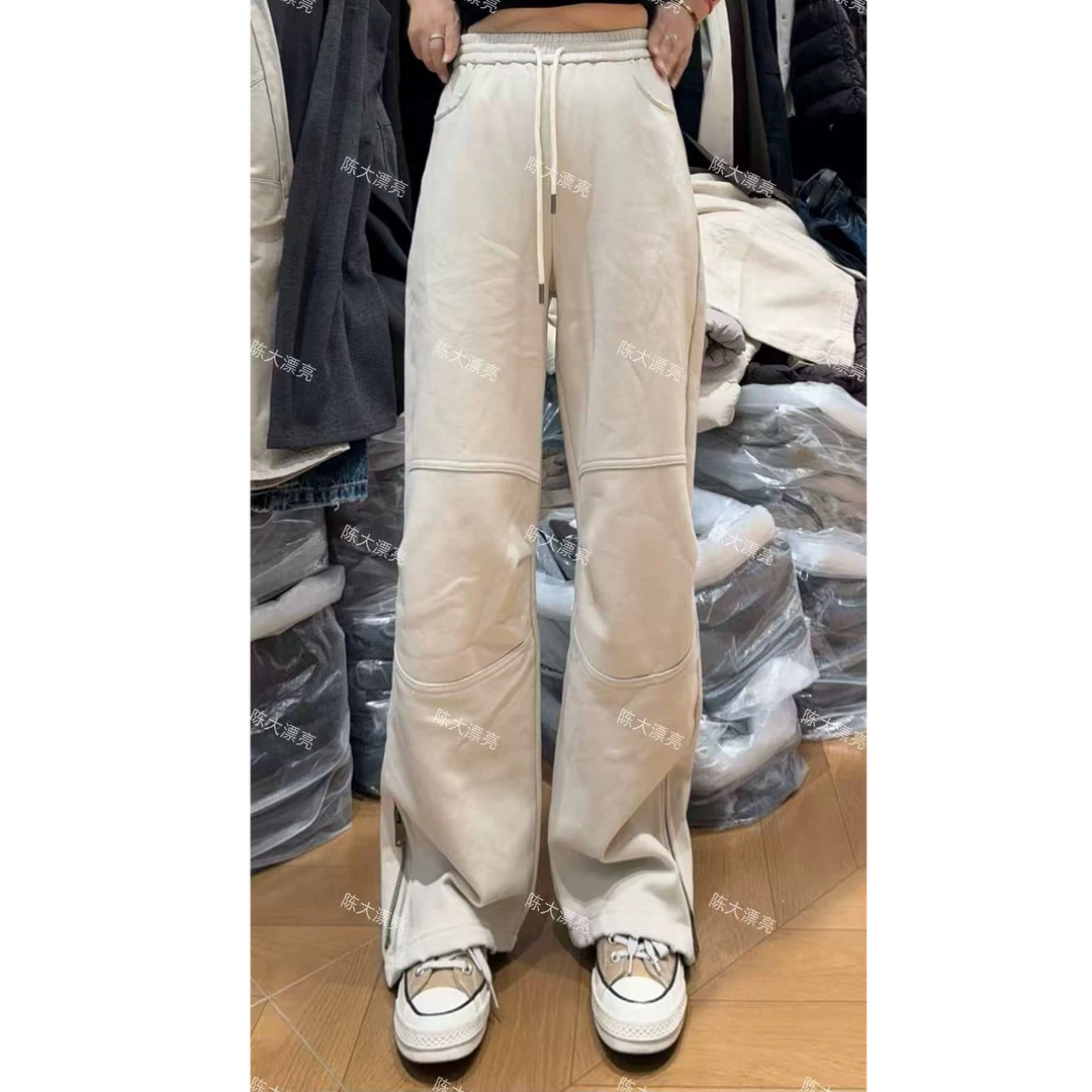 2025秋冬新款侧拉链抽绳休闲卫裤女时尚
