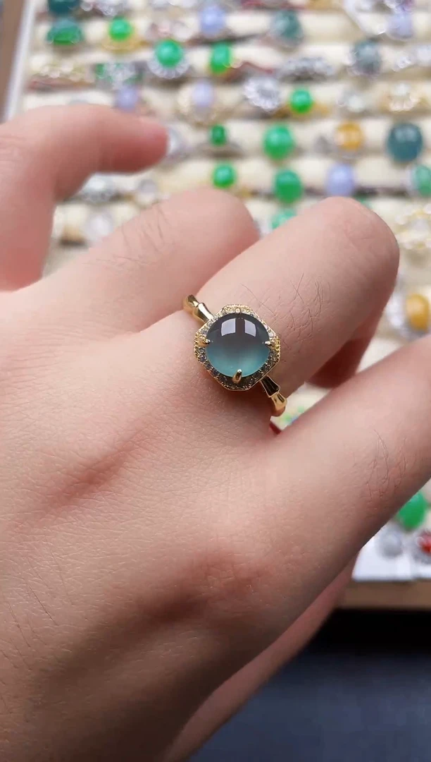 银S925镶嵌戒指翡翠181